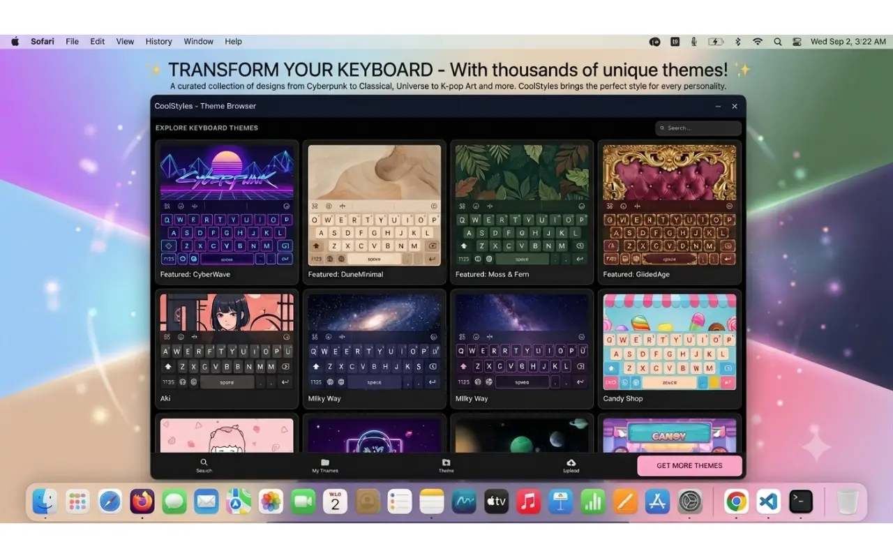 Collection of keyboard theme interfaces