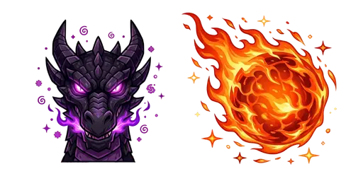 Ender Dragon & Dragon Fireball Custom Cursor — Minecraft Custom Cursors – Pixel Perfect Cursors for Every Crafter
