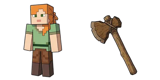Alex & Stone Axe Custom Cursor — Minecraft Custom Cursors – Pixel Perfect Cursors for Every Crafter