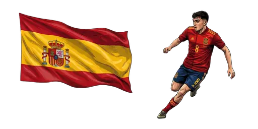 Pedri & Spain National Flag Custom Cursor — Football Stars Custom Cursor Collection – Messi, Ronaldo, Mbappe & More
