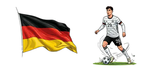 Kai Havertz & Germany Flag Custom Cursor — Football Stars Custom Cursor Collection – Messi, Ronaldo, Mbappe & More
