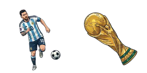 Messi Dribbling & World Cup Trophy Custom Cursor — Football Stars Custom Cursor Collection – Messi, Ronaldo, Mbappe & More