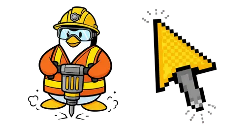Club Penguin Rory and Jackhammer Cursor — Penguin Cursors Collection