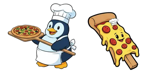 Club Penguin Pizza Chef and Pizza Cursor — Penguin Cursors Collection