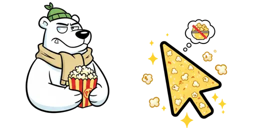Club Penguin Herbert P. Bear and Popcorn Cursor — Penguin Cursors Collection
