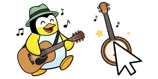 Club Penguin Franky and Guitar Cursor — Penguin Cursors Collection