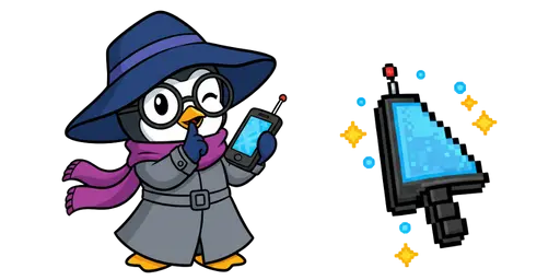 Club Penguin Dot the Disguise Gal and Spy Phone Cursor — Penguin Cursors Collection