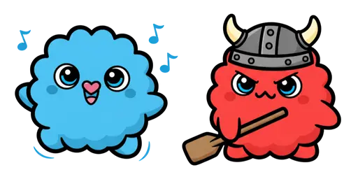 Club Penguin Blue and Red Puffles Cursor — Penguin Cursors Collection