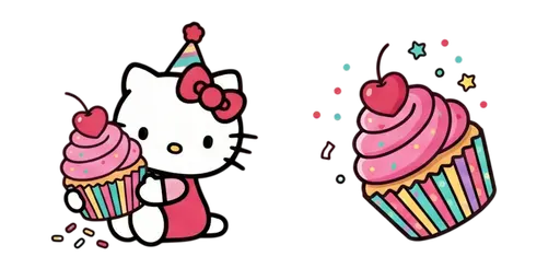 Hello Kitty's Pink Frosted Cupcake — Hello Kitty Cursor Pack – Free Cute Mouse Cursors | CoolStyles