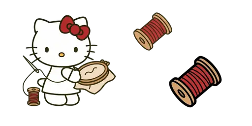 Hello Kitty and Sewing Kit Cursor — Hello Kitty Cursor Pack – Free Cute Mouse Cursors | CoolStyles