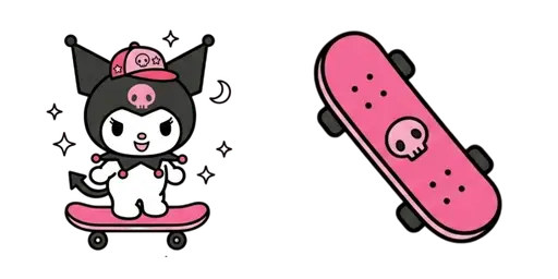 Kuromi Skateboard Cursor — Kuromi Collection Cursors — Vintage Kawaii Mouse Cursors