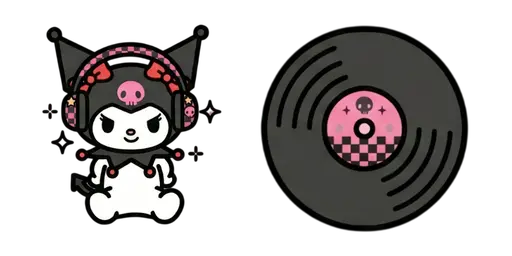 Kuromi Music Vinyl Cursor — Kuromi Collection Cursors — Vintage Kawaii Mouse Cursors