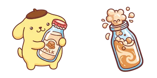 Pompompurin & Caramel Milk Bottle Cursor — Pompompurin Cursor Pack – Cute Aesthetic Mouse Cursors