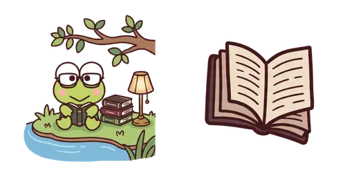 Keroppi Dark Academia Reading Cursor — Keroppi Cursor Pack – Cute Aesthetic Mouse Cursors