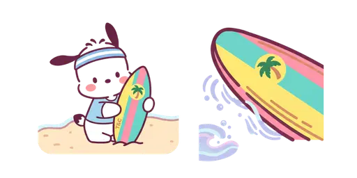 Pochacco Sunset Surfing Cursor — Pochacco Cursor Pack – Cute Aesthetic Mouse Cursors