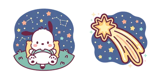 Pochacco Stargazing Night Cursor — Pochacco Cursor Pack – Cute Aesthetic Mouse Cursors