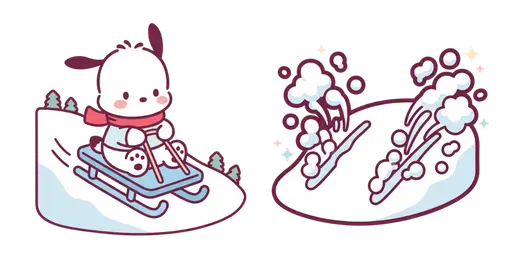 Pochacco Snow Sled Hill Cursor — Pochacco Cursor Pack – Cute Aesthetic Mouse Cursors