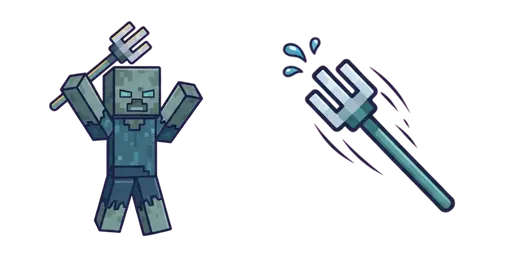 Minecraft Drowned Trident Throw Cursor — Minecraft Mobs Cursor Pack