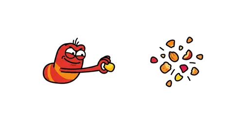 Larval Red Steals Yellow's Food Cursor — Larva Cursors Pack