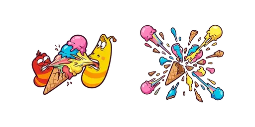 Larval Red Yellow Ice Cream Fight Cursor — Larva Cursors Pack