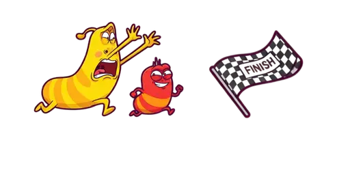 Larval Yellow Chases Red Finish Line Cursor — Larva Cursors Pack