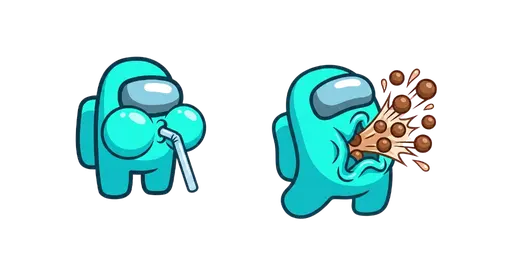 Among Us Cyan Crewmate Boba Sip Puffy Cheeks Cursor — Among Us Cursors Pack