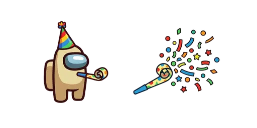 Among Us Beige Crewmate Birthday Hat Pop Cursor — Among Us Cursors Pack