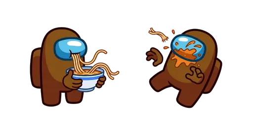 Among Us Brown Crewmate Ramen Noodle Slurp Cursor — Among Us Cursors Pack