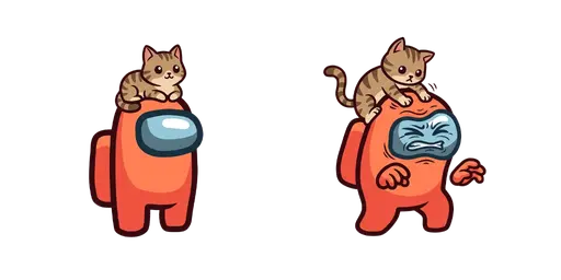Among Us Coral Crewmate Cat On Head Cursor — Among Us Cursors Pack
