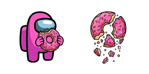 Among Us Pink Crewmate Donut Mid-Bite Cursor — Among Us Cursors Pack