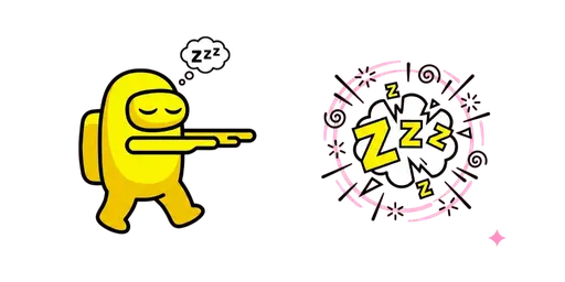 Among Us Yellow Crewmate Sleep-Walking Zzz Cursor — Among Us Cursors Pack