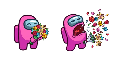 Among Us Pink Crewmate Flowers Sneeze Cursor — Among Us Cursors Pack