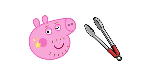Peppa Pig Daddy Pig & BBQ Tongs Cursor — Peppa Pig Cursors Pack