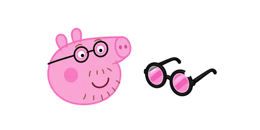 Peppa Pig Daddy Pig & Round Glasses Cursor — Peppa Pig Cursors Pack