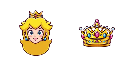 Super Mario - Princess Peach & Gold Crown Cursor — Super Mario Cursors Pack