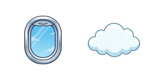 Travel - Airplane Window & Fluffy Cloud Cursor — Travel Cursors Pack
