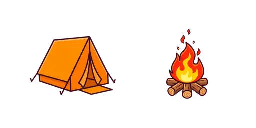 Travel - Camping Tent & Glowing Campfire Cursor — Travel Cursors Pack