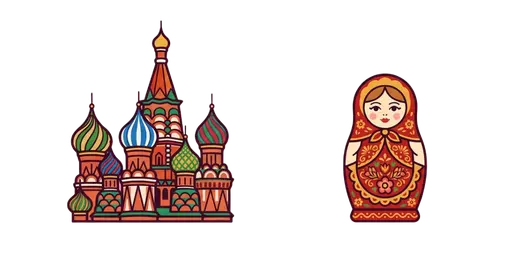 Travel - St Basil Cathedral Domes & Matryoshka Doll Cursor — Travel Cursors Pack