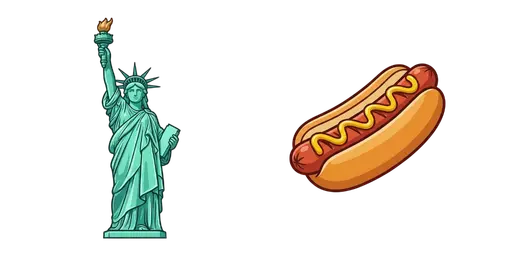 Travel - Statue of Liberty & Classic Hot Dog Cursor — Travel Cursors Pack