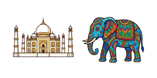 Travel - Taj Mahal & Decorated Elephant Cursor — Travel Cursors Pack