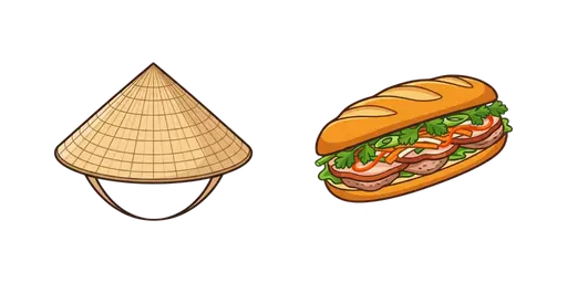 Travel - Vietnamese Conical Hat & Banh Mi Cursor — Travel Cursors Pack
