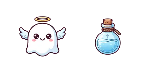 Halloween - Kawaii Angel Ghost & Holy Water Flask Cursor — Halloween Cursor Pack