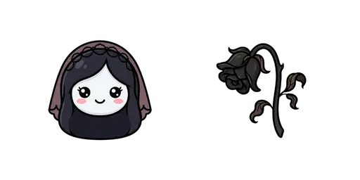 Halloween - Kawaii Bride of Darkness & Dead Rose Cursor — Halloween Cursor Pack