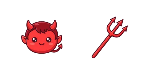 Halloween - Kawaii Devil & Red Pitchfork Cursor — Halloween Cursor Pack