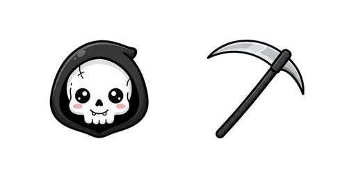 Halloween - Kawaii Grim Reaper & Scythe Cursor — Halloween Cursor Pack