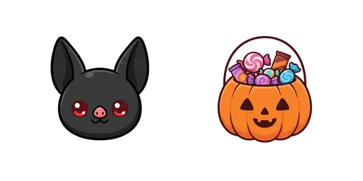 Halloween - Kawaii Halloween Bat & Candy Bucket Cursor — Halloween Cursor Pack