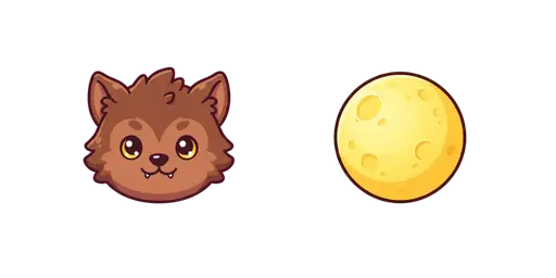 Halloween - Kawaii Werewolf & Full Moon Cursor — Halloween Cursor Pack