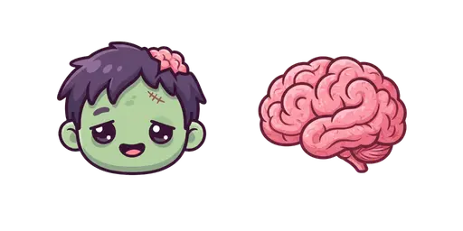 Halloween - Kawaii Zombie & Brain Cursor — Halloween Cursor Pack