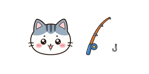 Chiikawa - Kawaii Hachiware & Fishing Rod Cursor — Chiikawa Cursors Pack