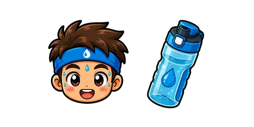 Fitness - Kawaii Hydration Hero & Sport Water Bottle Cursor — Fitness Cursors Pack